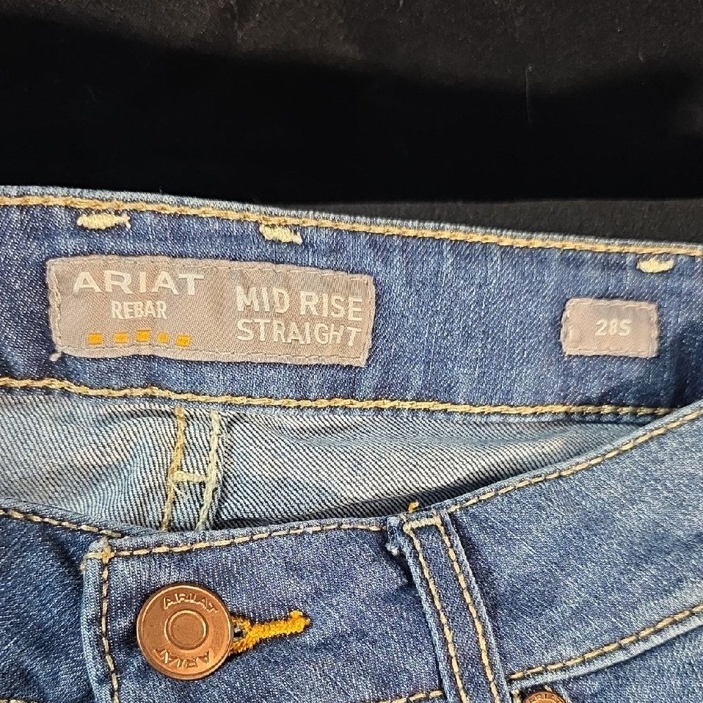Ariat Rebar Mid Rise Straight Blue Denim - Picture 2 of 9